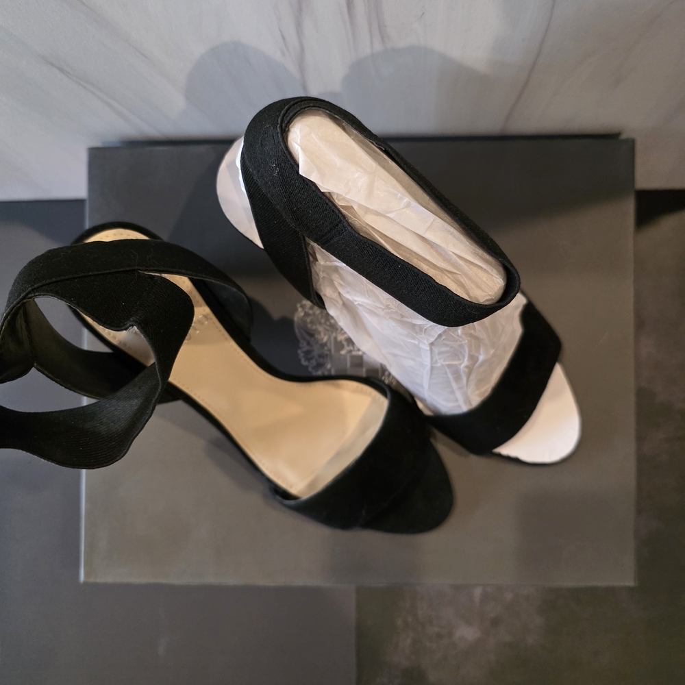 NIB Vince Camuto Women's Citriana Suede High-heel Sandals In Black - Size 7.5 - Picture 4 of 4